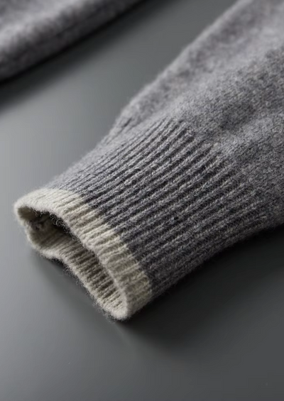 MERINO ZIP TWO-TONE CARDIGAN