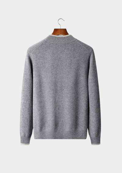 MERINO ZIP TWO-TONE CARDIGAN