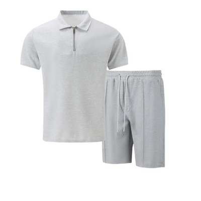 IBIZA Co-Ord Set – Zip Neck Polo & Soft Knit Shorts